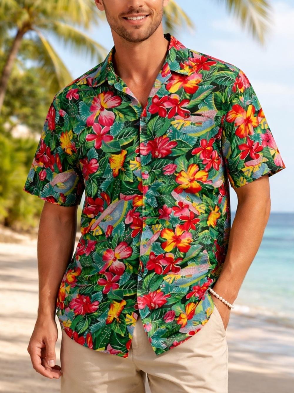 Hilo Hattie Men’s Hawaiian Shirt Sz 2XL Tropical Hibiscus Aloha Hawaiian Made